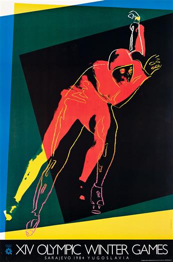 MILTON GLASER, DAVID HOCKNEY & ANDY WARHOL.  [XIV OLYMPIC WINTER GAMES / SARAJEVO]. Group of 3 posters. 1984. Sizes vary.